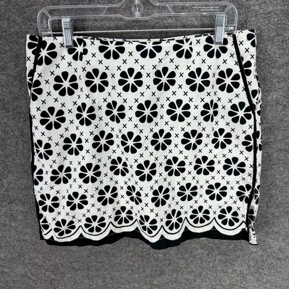 Golftini Mini Skirt Women 8 White Floral SHort Zipper Mid Rise Cotton Casual